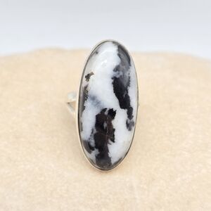 White Buffalo Turquoise Ring Size 8.5 Sterling Silver